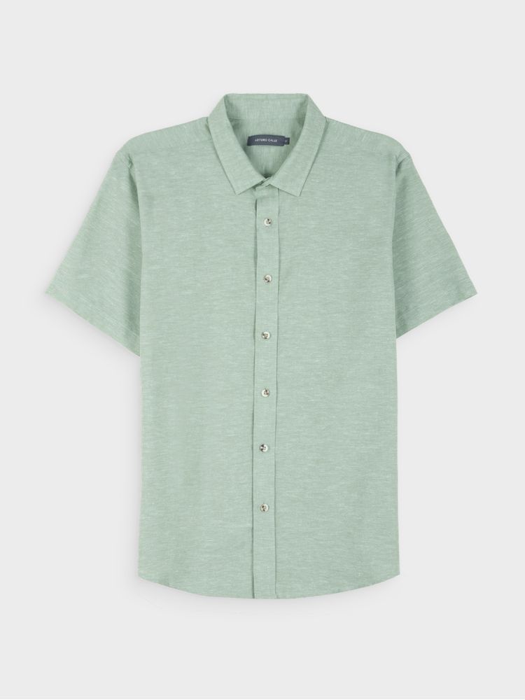 Camisa Lino Manga Corta para Hombre 45418