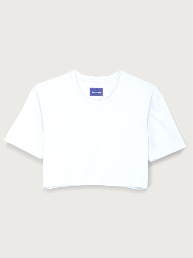 Camiseta Crop Unicolor para Mujer 01762