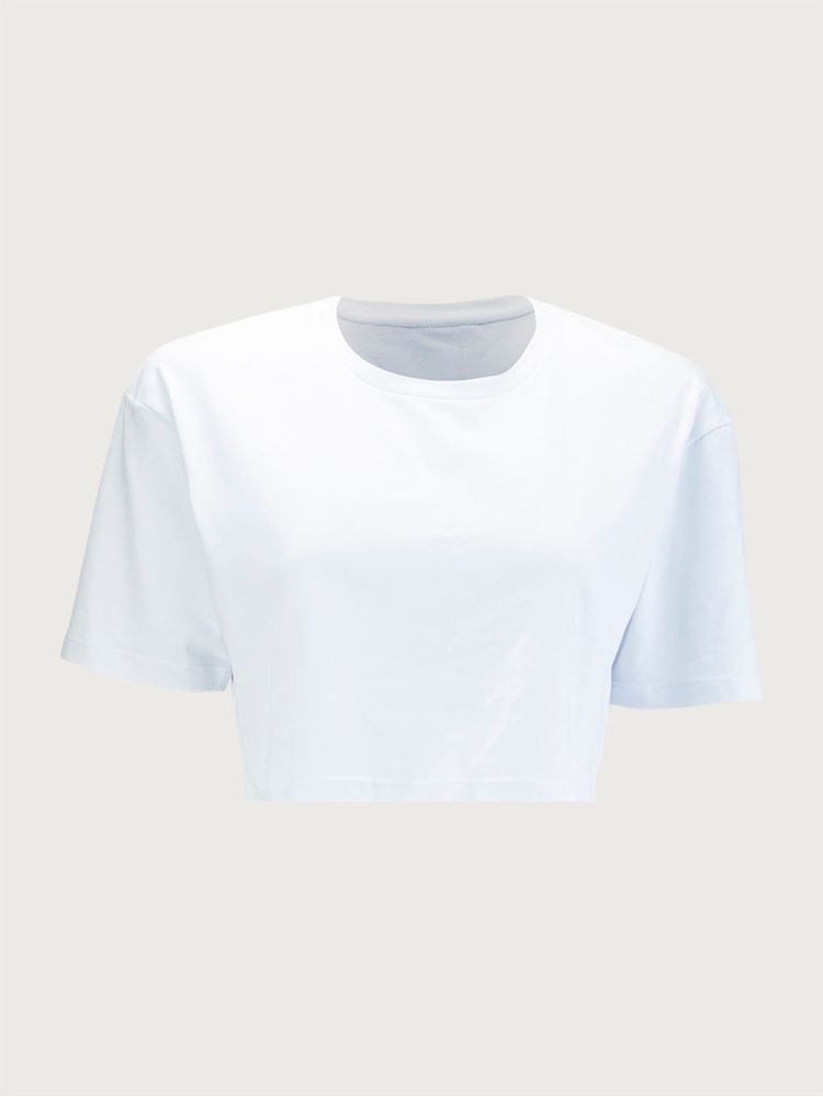 Camiseta Crop Unicolor para Mujer 01762
