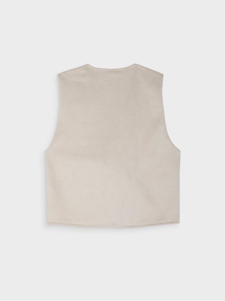 Chaleco Unicolor con Detalle Bordado para Mujer 44488