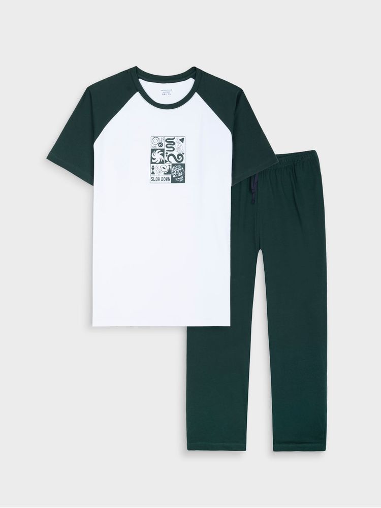 Pijama con Camiseta y Pantalón en Jersey Flexible y Cómodo para Hombre 38407