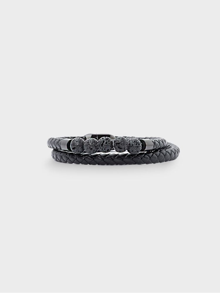 Manilla en Cuero Y Piedras Naturales para Hombre 45219