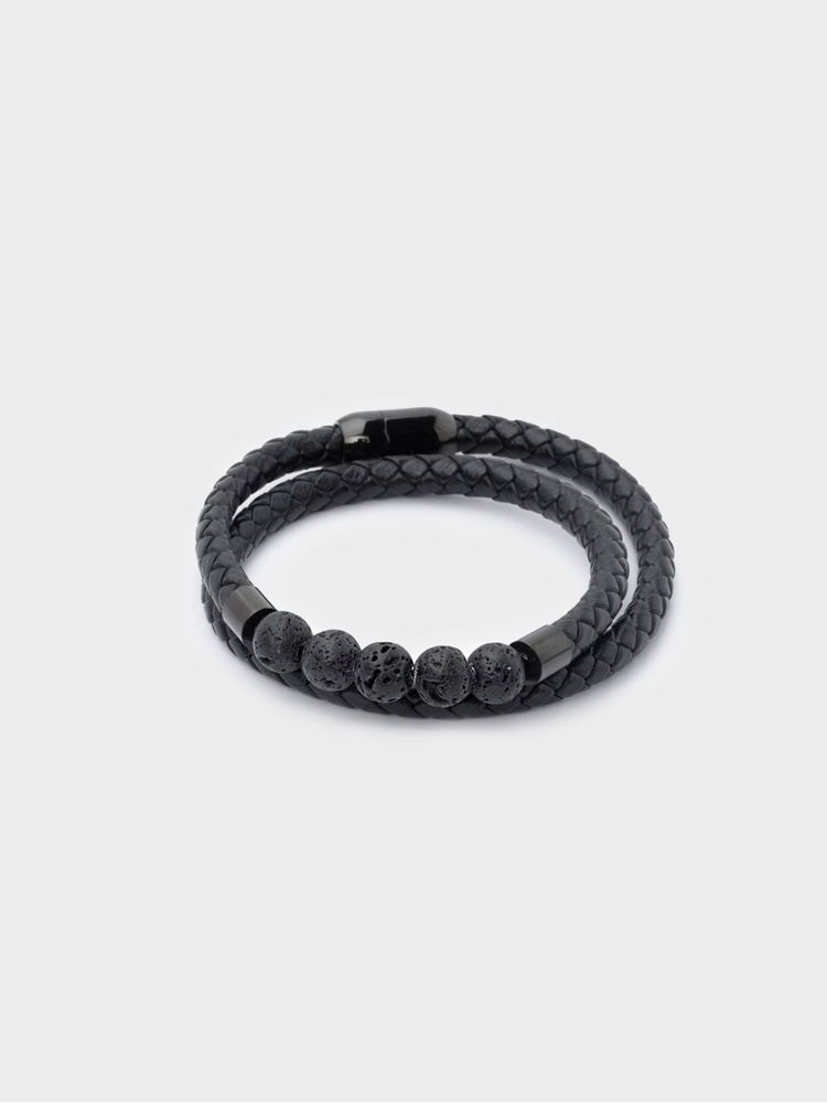 Manilla en Cuero Y Piedras Naturales para Hombre 45219