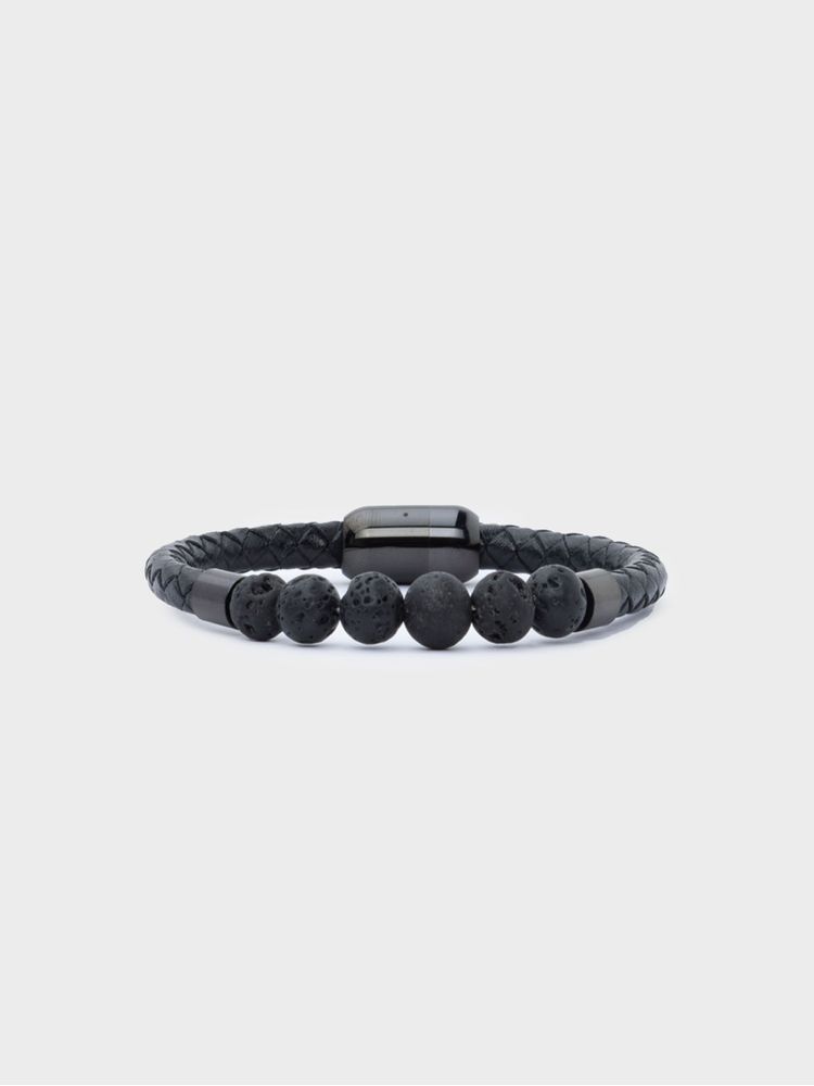 Manilla en Cuero Y Piedras Naturales para Hombre 45460